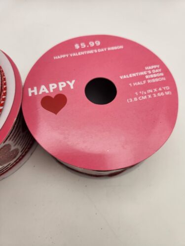 Mixed Lot 5 spools Craft Ribbon Red Valentine's Day Heart Theme New Wire Edge ❤️ - Picture 6 of 7