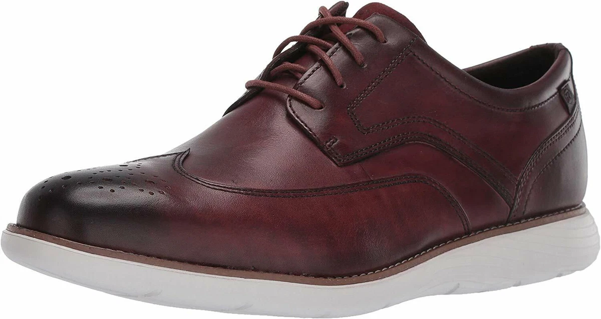 Rockport Men's Shoes Garett Wingtip Leather Derby Comfort Oxford Burgundy  CH5000