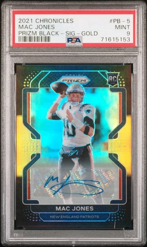 2021 Panini Chronicles Prizm Black Gold Auto Mac Jones PSA 9  #09/10 Pop 2