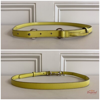Authentic GUCCI Yellow Coated Calfskin Leather Skinny Buckle Belt 85/34 282349 Authentic GUCCI Yellow Coated Calfskin Leather Skinny Buckle  main image 3