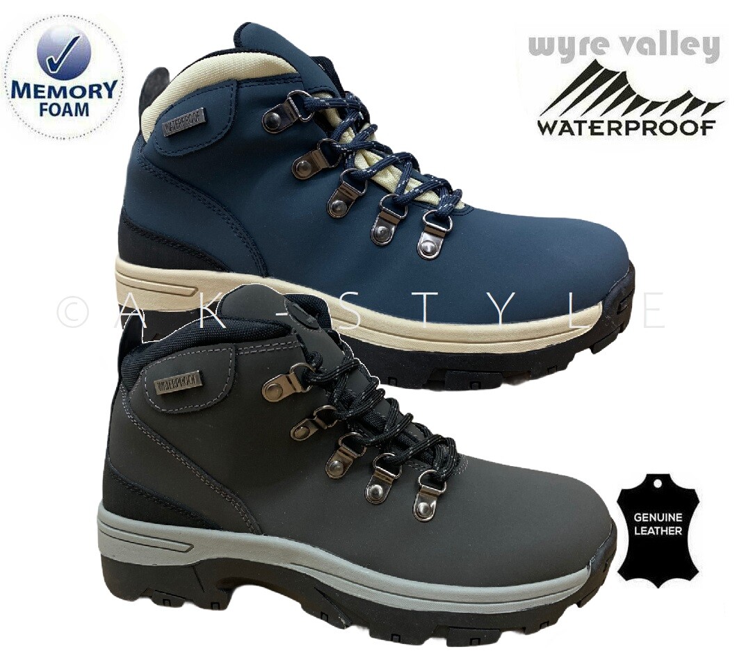 Ladies Memory Foam Leather Walking Hiking Waterproof Ankle Boots