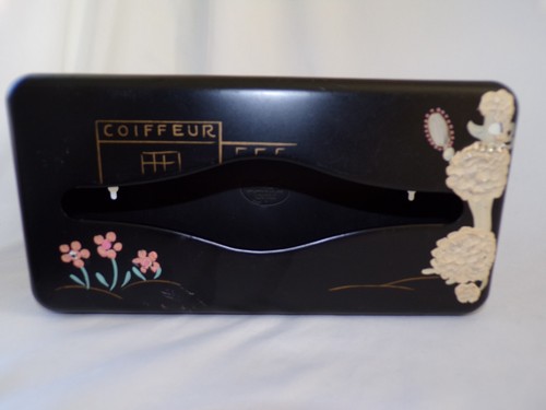 Porta pañuelos "Coiffeur Poodle" pintado a mano negro HOLLYWOOD REGENCY tal cual - Imagen 4 de 24