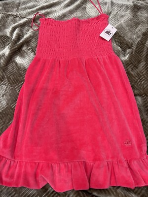 Juicy Couture MEDIUM Velour Velvet Beach Cover Up Tube Dress Coral Pink  Smocked | eBay