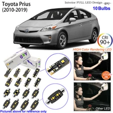 10 Bulbs Deluxe High CRI LED Interior Light Kit White For 2010-2019 Toyota Prius