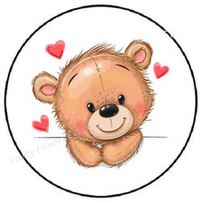 ADORABLE BEAR HEARTS ENVELOPE SEALS LABELS STICKERS PARTY FAVORS