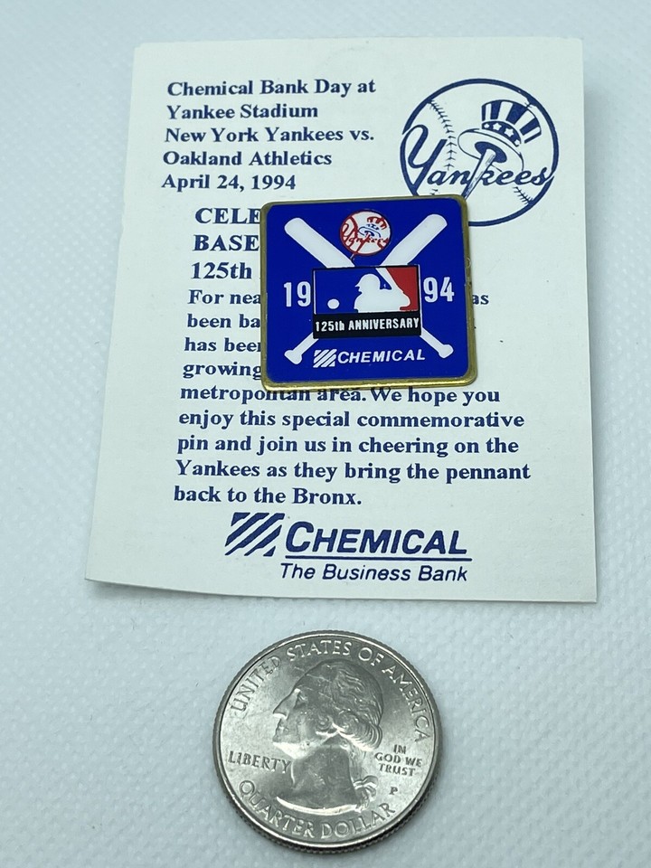 New York NY Yankees MLB Baseball 125th Anniversary Chemical Bank Lapel