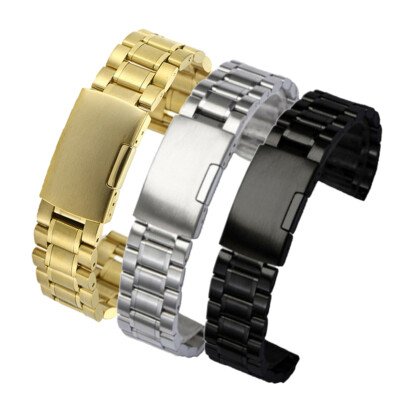Stainless Steel Strap Metal Bracelet Watch Band Solid Links Straight End 18~24mm