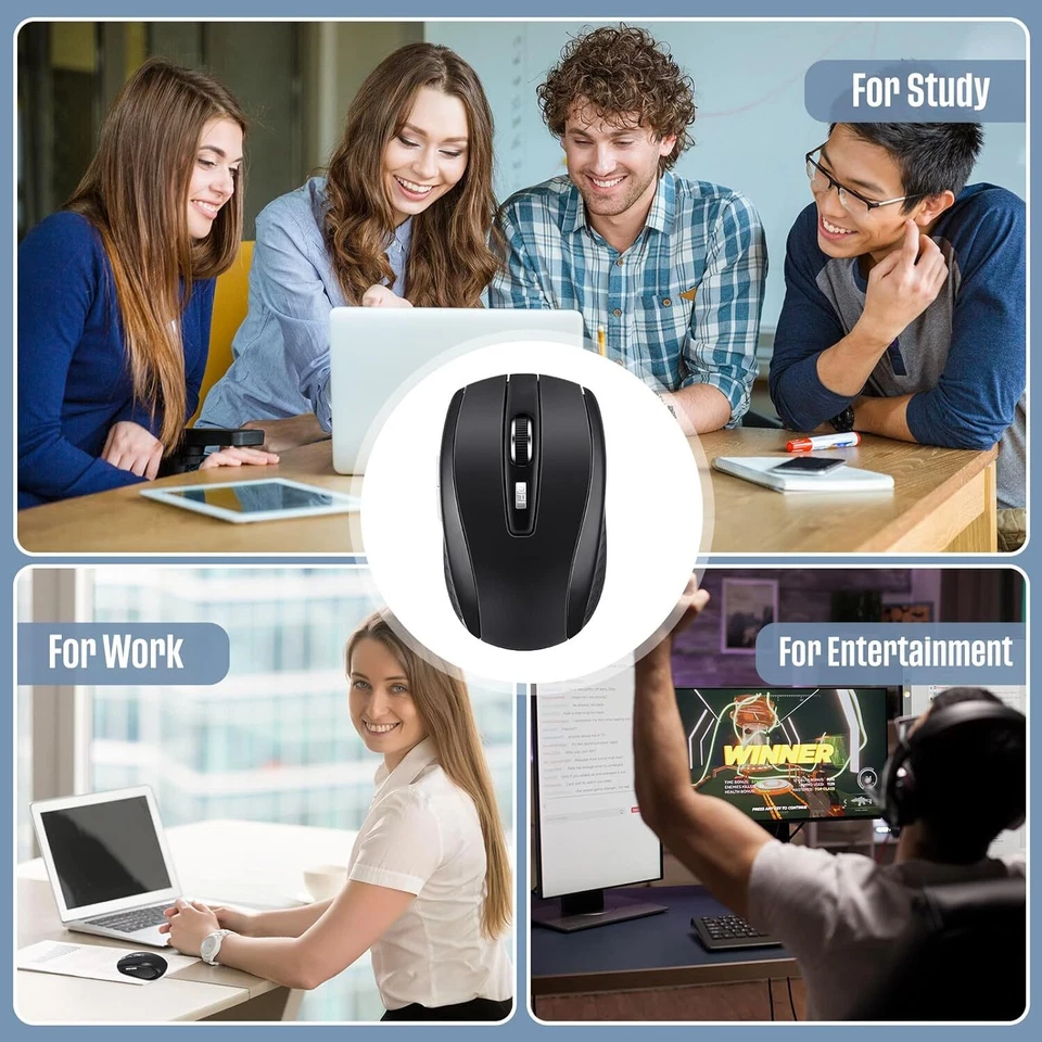 2.4GHz Wireless Optical Mouse Mice & USB Receiver For PC Laptop Computer DPI USA - Image 4 of 4