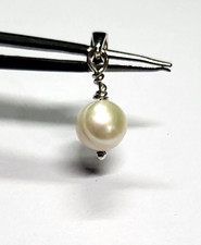 Tiny Round Natural Freshwater Pearl Gemstoe Pendant in 925 Sterling Silver