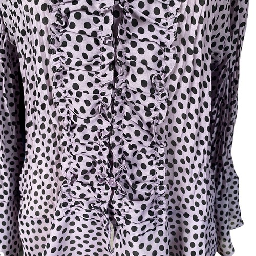 Allison Taylor Blusa Mujer Púrpura Volantes Botón Abajo Manga Larga Cuello L - Imagen 6 de 9