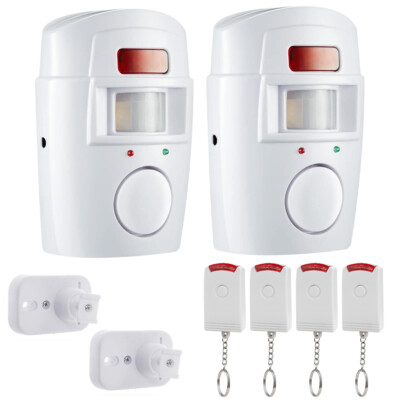 Wireless PIR Bewegungsmelder Alarm Haus Alarmanlage mit 2/4Fernbedienung 105dB