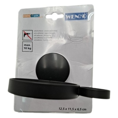 WENKO Static-Loc Plus Haartrocknerhalter Pavia Schwarz, Föhnhalterung mit Kamm- 