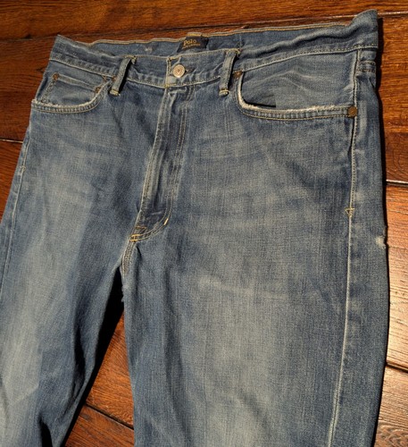 Polo Ralph Lauren Men's Blue 67 Classic Fit Straight Distressed Jeans Size 36x28 - Picture 3 of 18