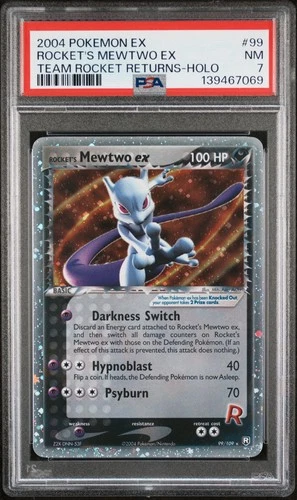 2004 POKEMON EX TEAM ROCKET RETURNS #99 ROCKET'S MEWTWO EX-HOLO PSA 7