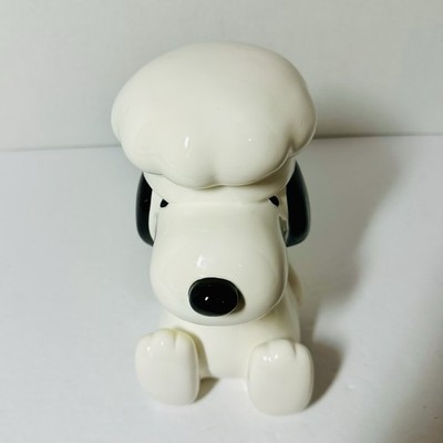Snoopy Chef Hat Yellow Kerchief Vintage Ceramic Cookie Candy Jar
