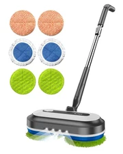 Cordless Electric Mop, Electric Spin Floor Mop with LED Headlights & Water Sp...