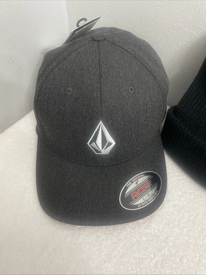 NUEVO CON ETIQUETAS Volcom Para hombres Flexfit Sombrero Piedra Brezo Carbón/Volcom OSFA Gorro Negro NUEVO Foto 2 de 4