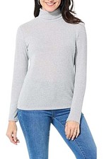 IMAN Global Chic Women's Ribbed Turtleneck Sweater Gray