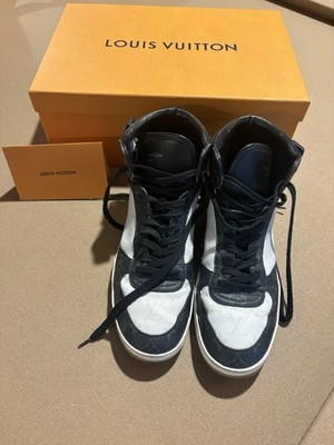 Louis Vuitton High Top Monogram Logo Lace Up Boots Black White Brown Leather