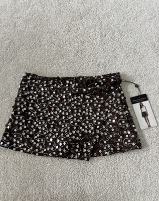 Brown Sequin Mini Skirt NWT Size S