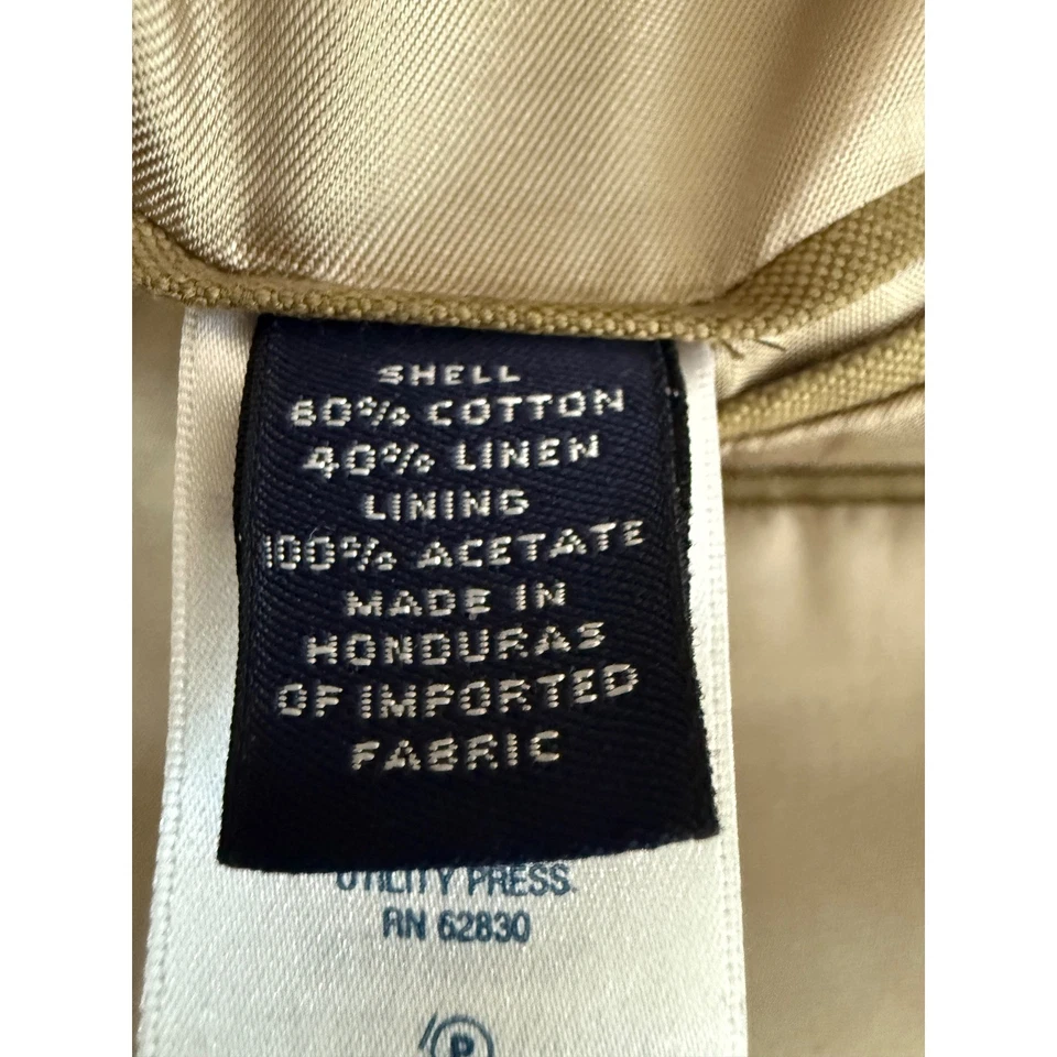 Chaqueta Lands End Hombre 42R Beige Blazer Calce Regular Algodón Mezcla de Lino Abrigo Deportivo Foto 3 de 4