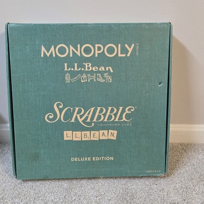 New! L.L. Bean Deluxe Edition Scrabble Monopoly Board Game LL Wood Lazy Susan
