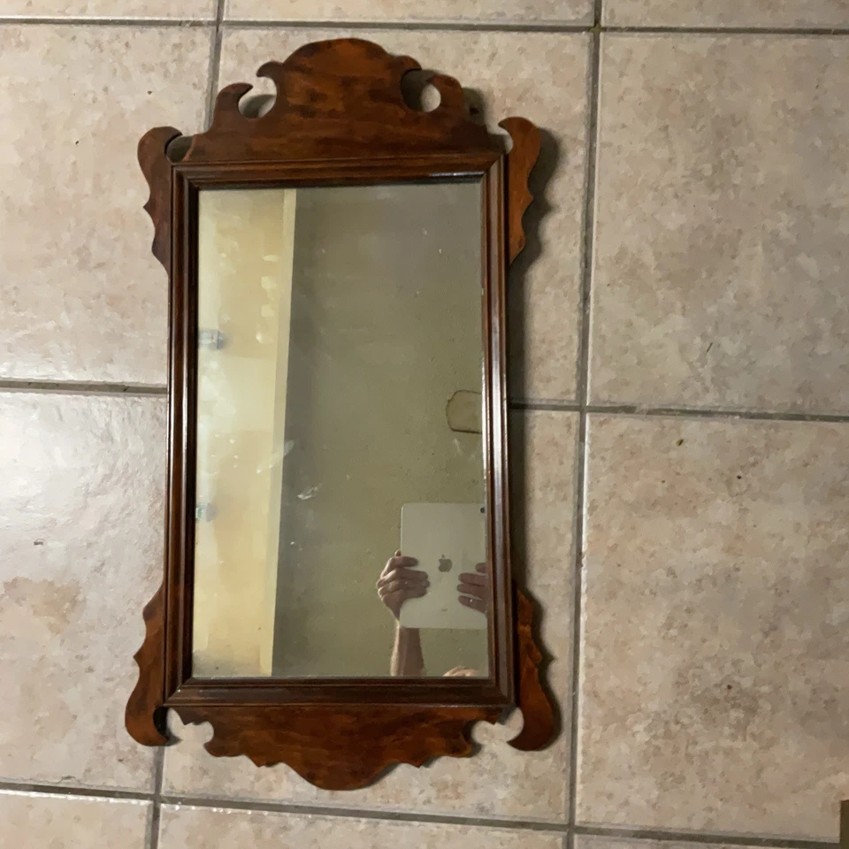 Espejo Chippendale original del período federal americano finales del siglo XVIII principios del siglo XIX Foto 2 de 4