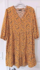 Women’s SheIn XL Floral Boho Bohemian Peasant Dress Color Yellow