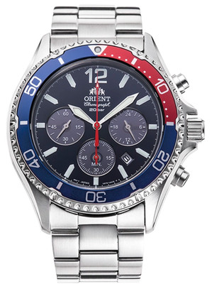 Orient Watch Quartz Solar-Powered Men's Diver Waterproof Stainless Steel Strap