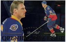 1997 - 98  DONRUSS PRIORITY  POSTCARDS OPENING DAY 1 OF 1000 #9 BRETT HULL