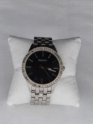 DKNY Women's Black Dial Silver Stainless Steel Analog Wristwatch Seconds Hand