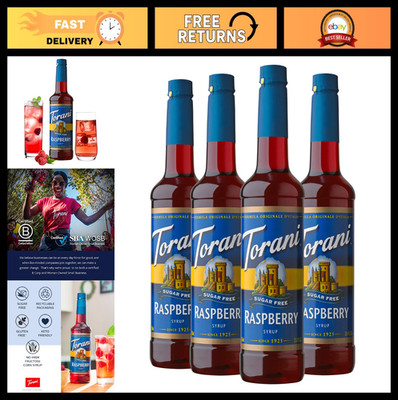 Sugar Free Raspberry Drink Syrup - 25.4 oz, 4 Pack - Low Calorie Flavoring