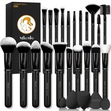 Professional 26 Pcs Makeup Kit Foundation Blush Eyeshadow Brushes Sponges Black