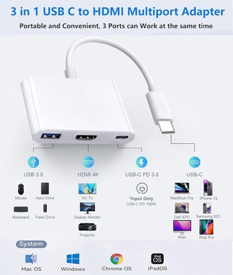 USB C Hub Typ C auf HDMI SD Multiport Kartenleser Adapter MacBook 4K USB 3.0