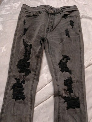 Rue21 Premium Black Skinny Jeans Size 34/32 Women's Distressed Ripped Denim
