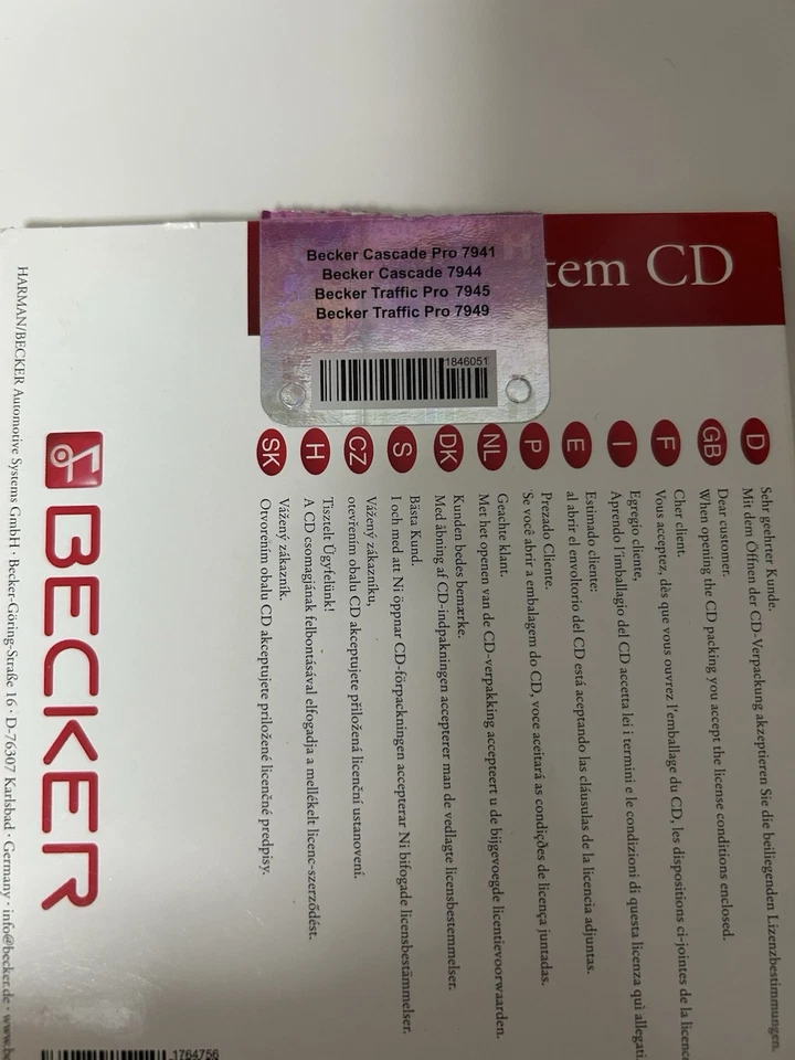 Becker System Sowtware CD 3.7 Europe Cascode/Traffic Pro - Bild 4 von 4