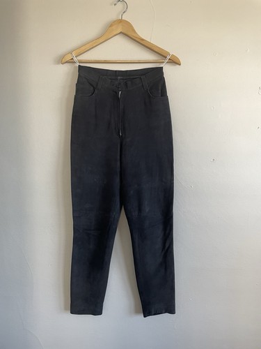 Helmut Lang, Helmut Lang 90s Black Nubuck Leather Trousers Women’s Vintage Archive