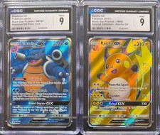 CGC 9 BLASTOISE GX SM189 & RAICHU GX SM90 BLACK STAR PROMO SUN & MOON POKEMON