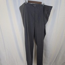 Berle Windsor Dress Pants Mens 54L Gray Wool Blend Pleated Unhemmed Big Tall