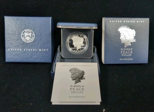 2025 P  Proof Peace US Silver Dollar with Box & COA 25XL1