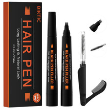 3-Pack Beard Pencil Filler for Men Black , Four-Fork Tip Beard Styling Pen, Wat