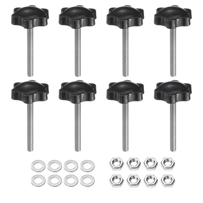 8pcs Star Knobs M5 x 45mm 304 Stainless Steel Stud 32mm 6-Star Head Nuts Washers