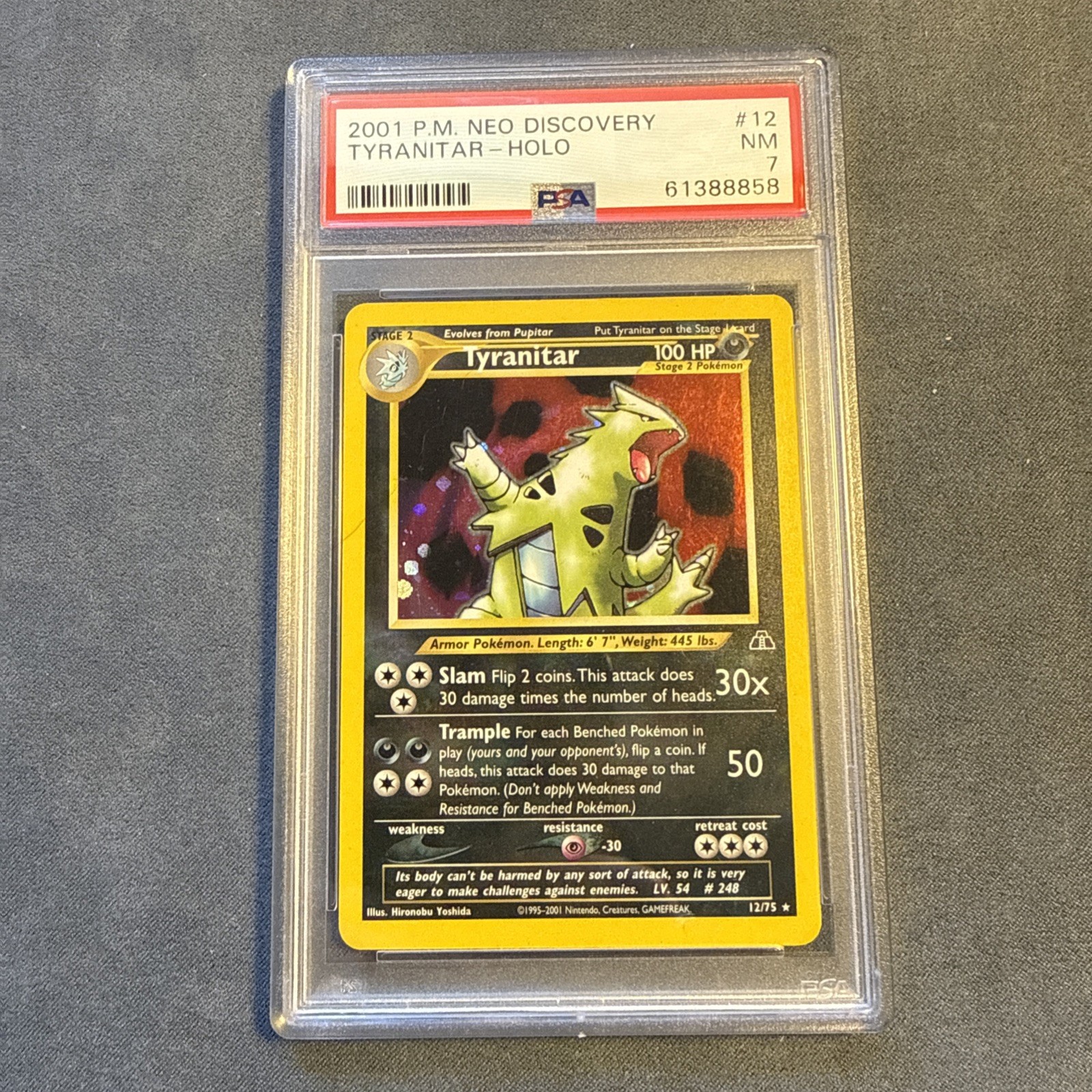 2001 POKEMON NEO DISCOVERY #12 TYRANITAR-HOLO PSA 7