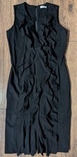 Calvin Klein Women's Classic V-Neck Black Ruffle Mini Dress Size 8 NWT Dry Clean