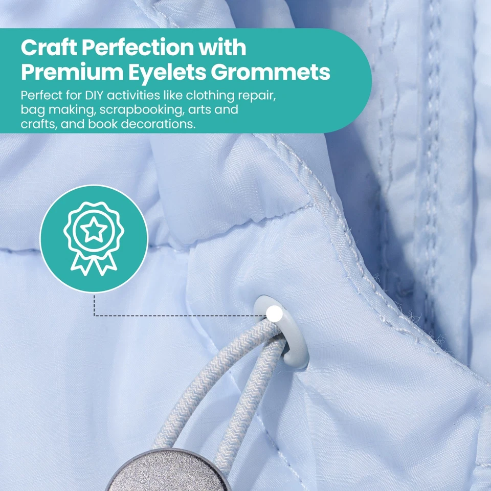 100pcs Rotondo Ottone Occhielli 4mm - 20mm Argento per pelle Tela Artigianato - Immagine 4 di 4