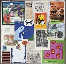 Halloween Junk Journal Supplies - 25 Piece Lot - Vintage Ephemera