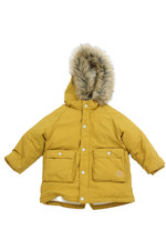 Zara Girls Solid Faux Fur Lined Hooded Jacket Yellow Size 4-5