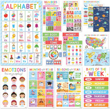 18 Laminated Educational Posters for Toddlers, Preschool Posters for Classroo...