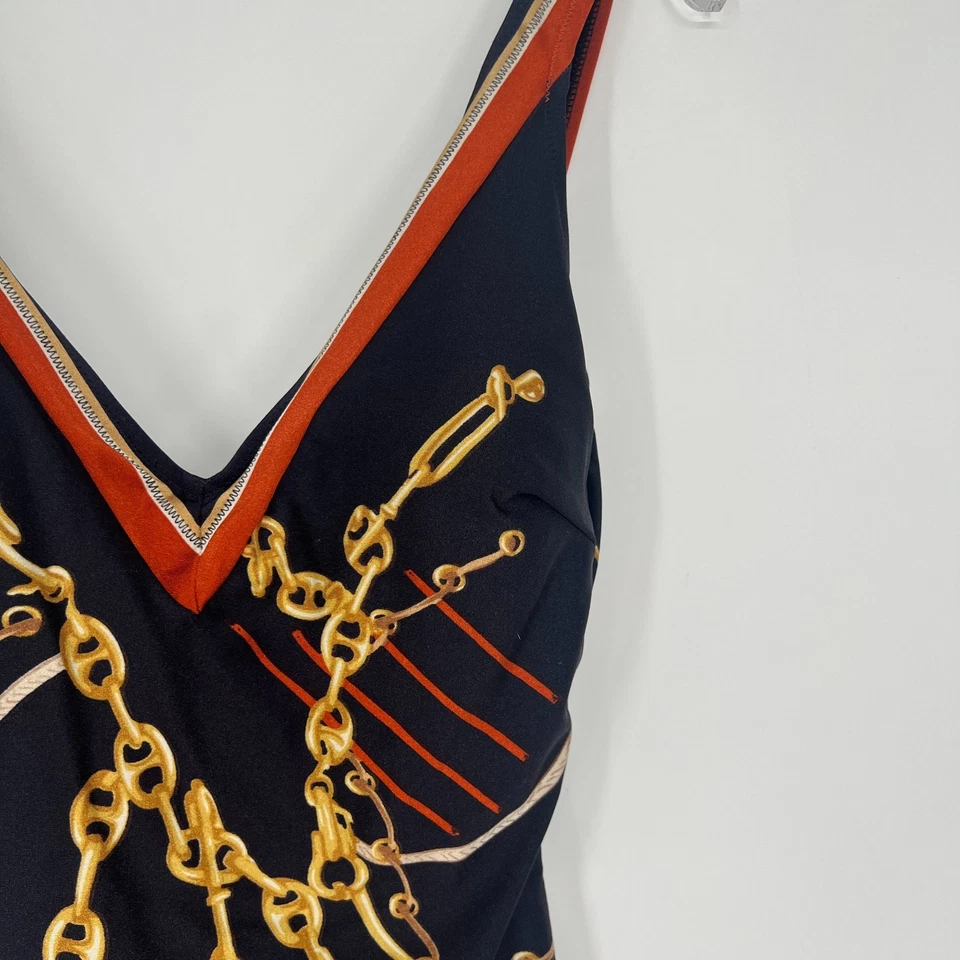 Traje de baño Gottex de colección para mujer 12 eslabones de cadena dinero antiguo preppy ecuestre náutico Foto 3 de 4