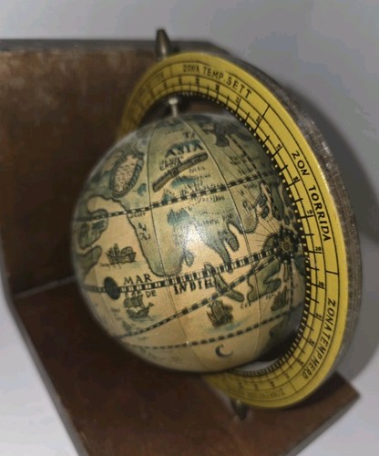 Vtg Old World Globe Bookends Wooden Shelf Decor Office Decor - Picture 8 of 16